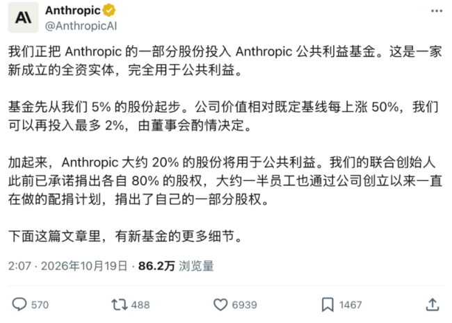 马斯克谈Anthropic设立基金