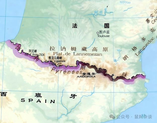 比利牛斯山是西班牙和法国的界山