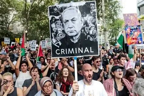 Thousands demonstrate against Netanyahu at UN General Assembly