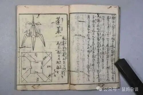 1797年，一个名为“义道一円”的僧人，兼职折纸高手，出版了一本《秘传千羽鹤折型》一书。书中记载了49种千纸鹤的折法，折纸鹤也有了属于自己的武林秘籍。